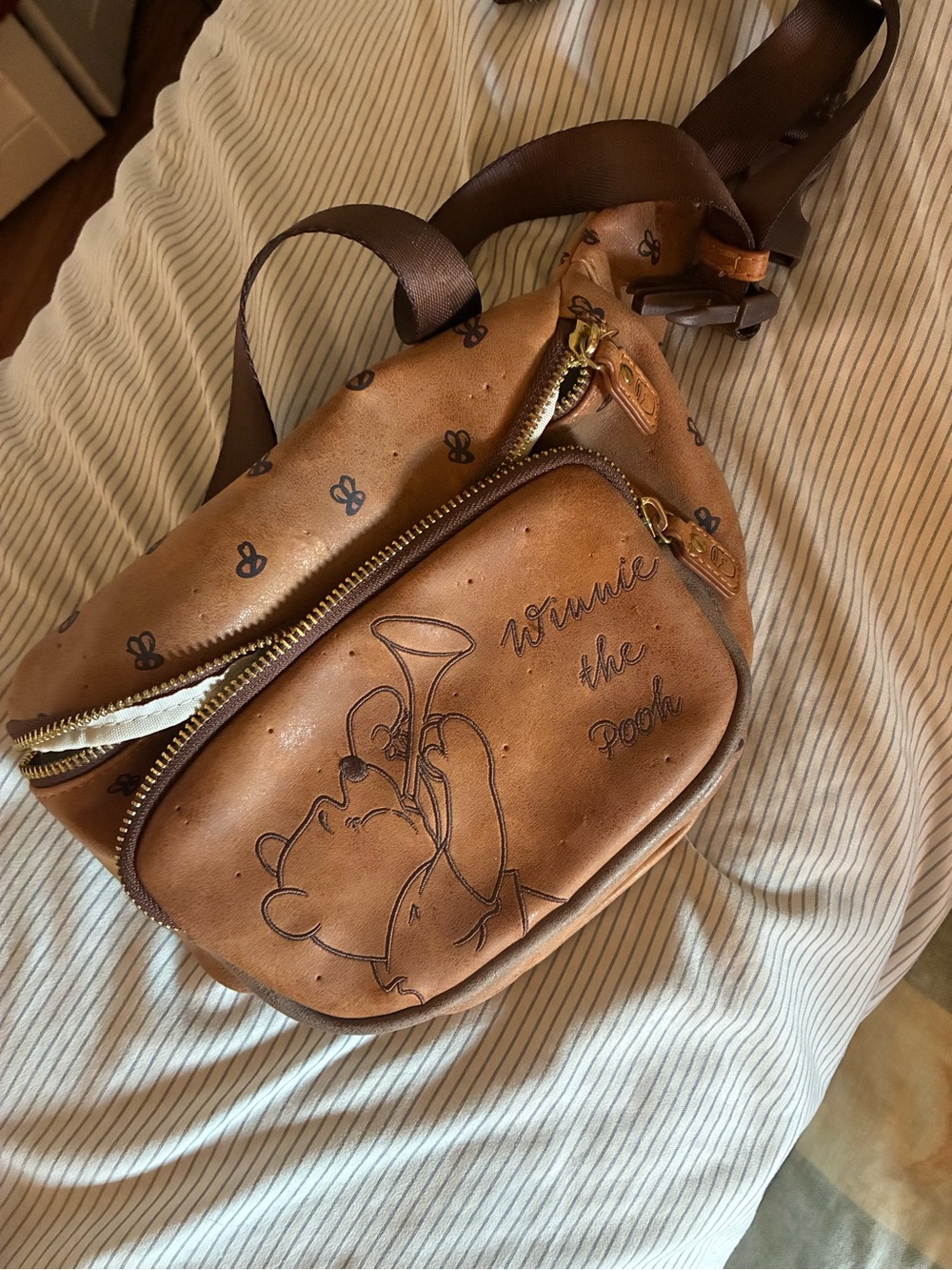 Winnie the Pooh Brown Leather Crossbody Bag